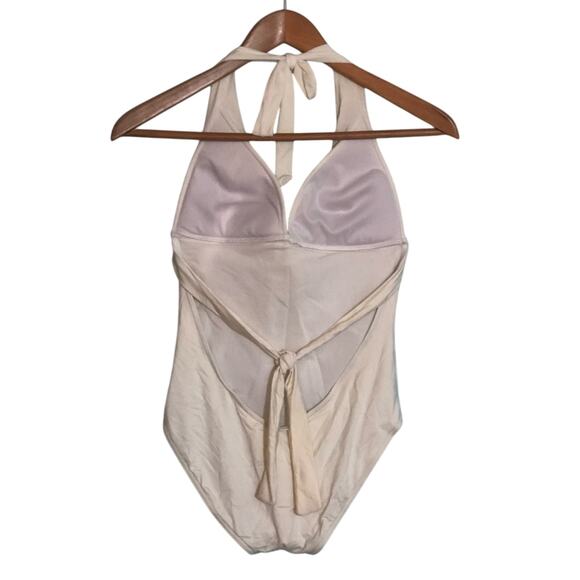 Bananamoon $172 white retro style padded halter one piece swimsuit size 42 - Picture 3 of 5